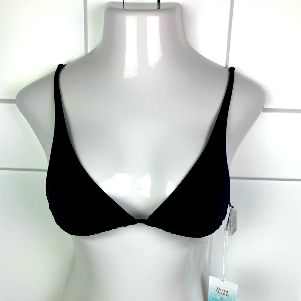 NWT Andie x Demi Tropez Triangle swim Bikini Top SMALL Black